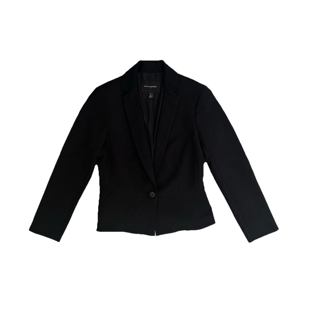 Banana Republic Women's Black Petite Blazer Size 4 One-Button‎ Full Lined Career